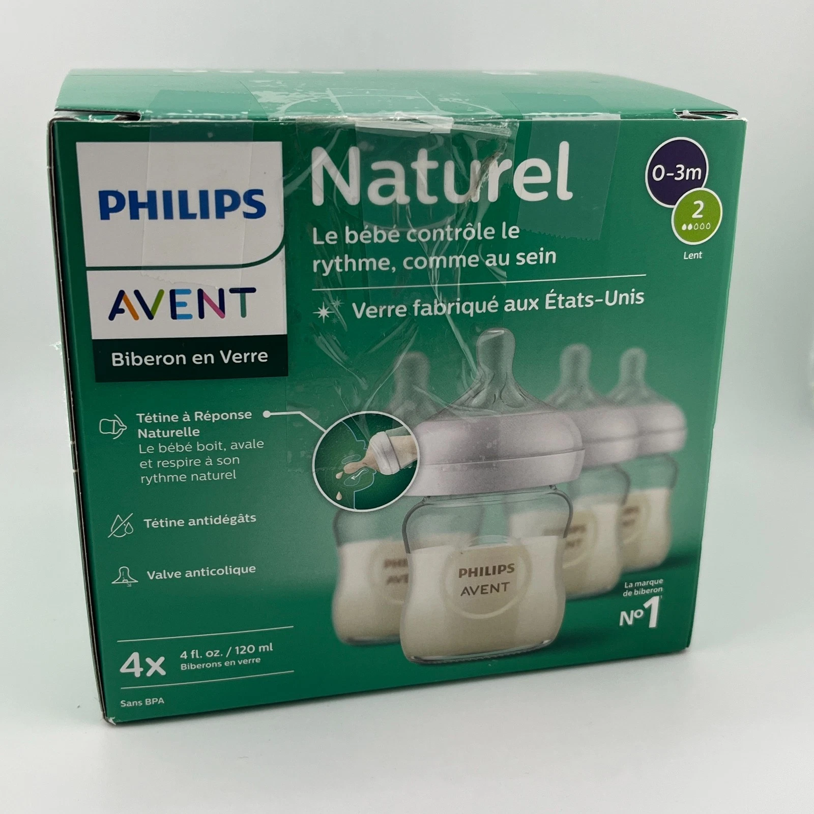 Philips Avent Natural Glass Baby Bottle 0-3 months - 4oz (4 PACK) NEW Open Box
Opens in a new window