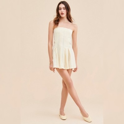 Free People Made Me Smile Strapless Mini Dress Cream Women's Size XL