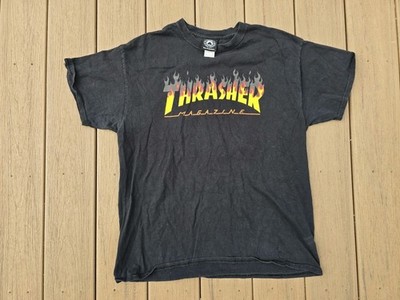 Thrasher Magazine Men's Short Sleeve T-Shirt Flame Logo, Size Large