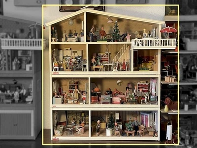 Lundby Puppenhaus mit mehreren Etagen voller Ausstattung - Bild 1 von 4