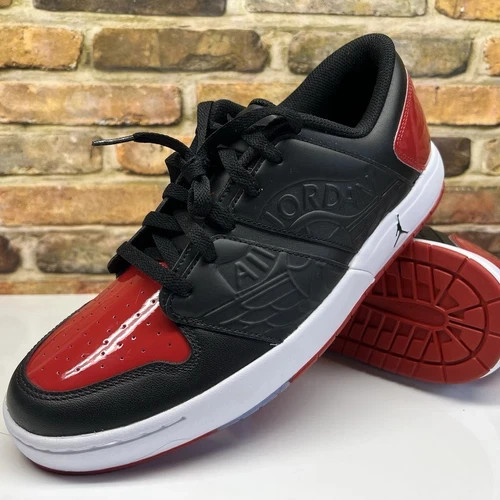 Jordan Nu Retro 1 Low Patent Bred Black Red White Shoes DV5141-006