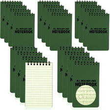 20 Pack Waterproof Notebook, All Weather Shower Pocket Size Tactical Notepad Top