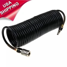 1/4" NPT 25FT Air Compressor Recoil Hose Line Spring Tube Coil Tools Kit 200PSI