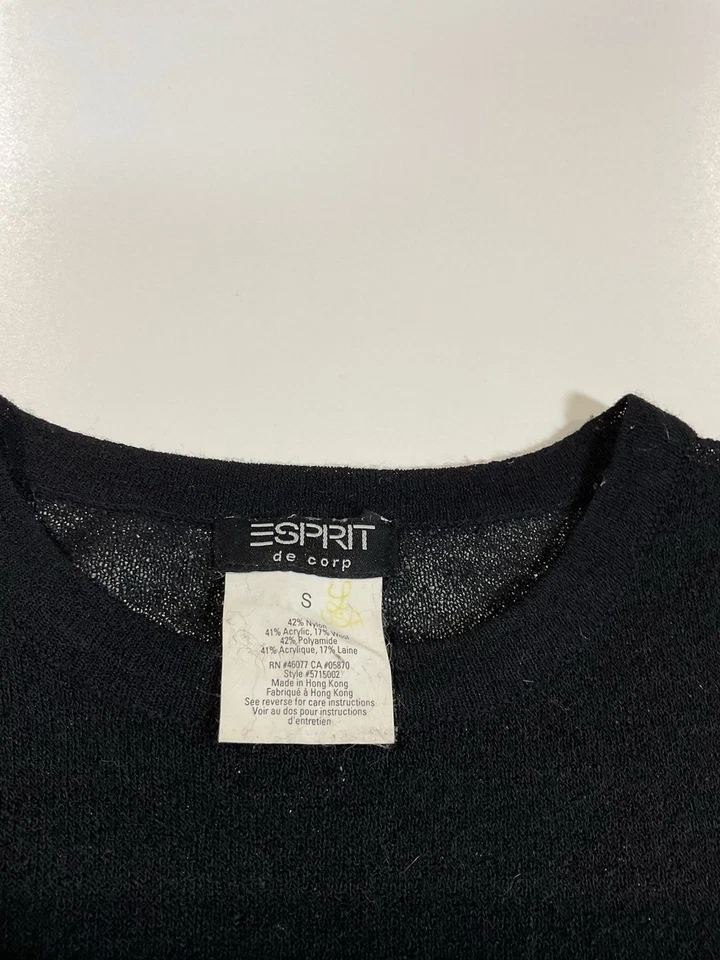 Top sin mangas transparente Esprit vintage talla S transparente negro preppy años 90 Foto 2 de 4