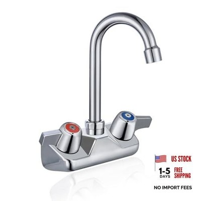 Leak-Free Commercial Sink Faucet Wall Mount 4 inch Center - 3.5'' Gooseneck