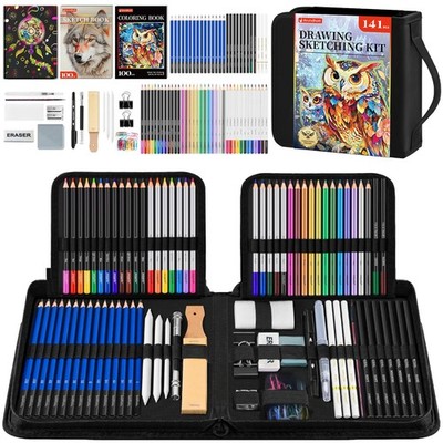 141 PCS Art Supplies Sketching Kit Pro Max, 141 Count (Pack of 1), Black 