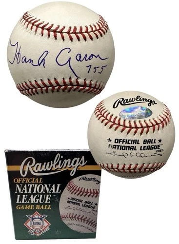 Hank Aaron signed baseball. Steiner. Braves. Rawlings official