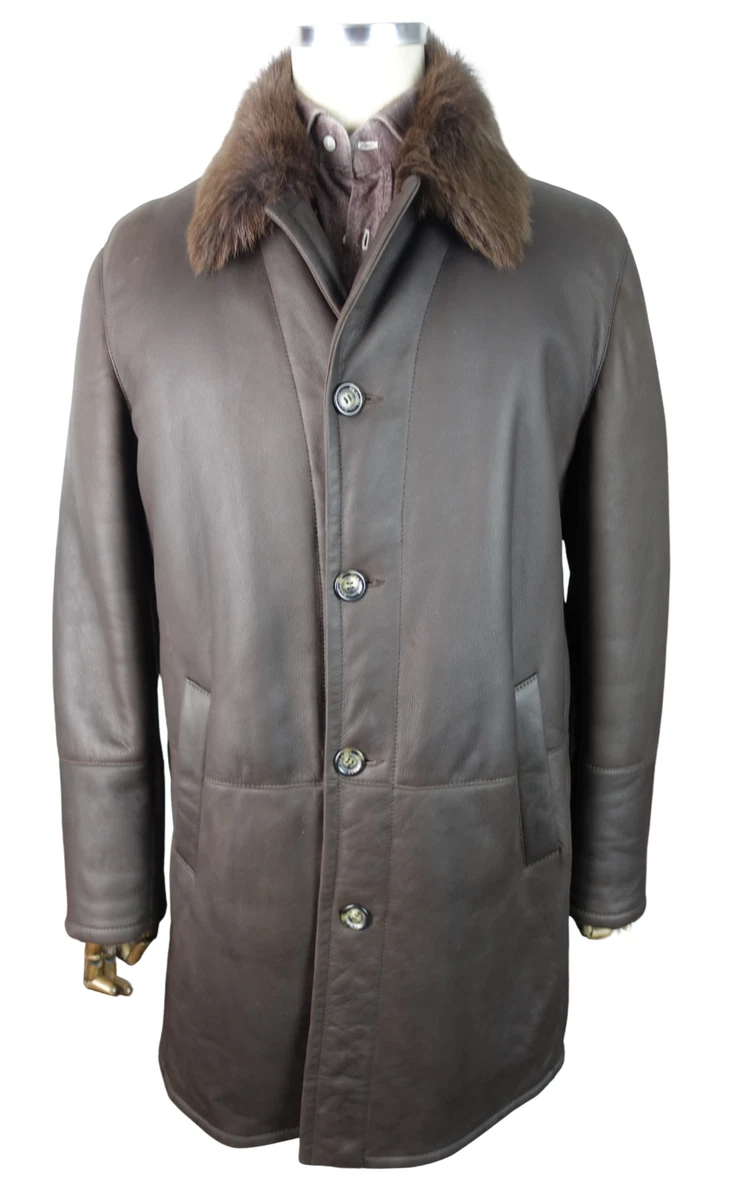 ジャケット・アウター Zegna 100% Wool Leather Trim Coat Ermenegildo Zegna Coat Leather Outer Shell Coats, Jackets & Vests