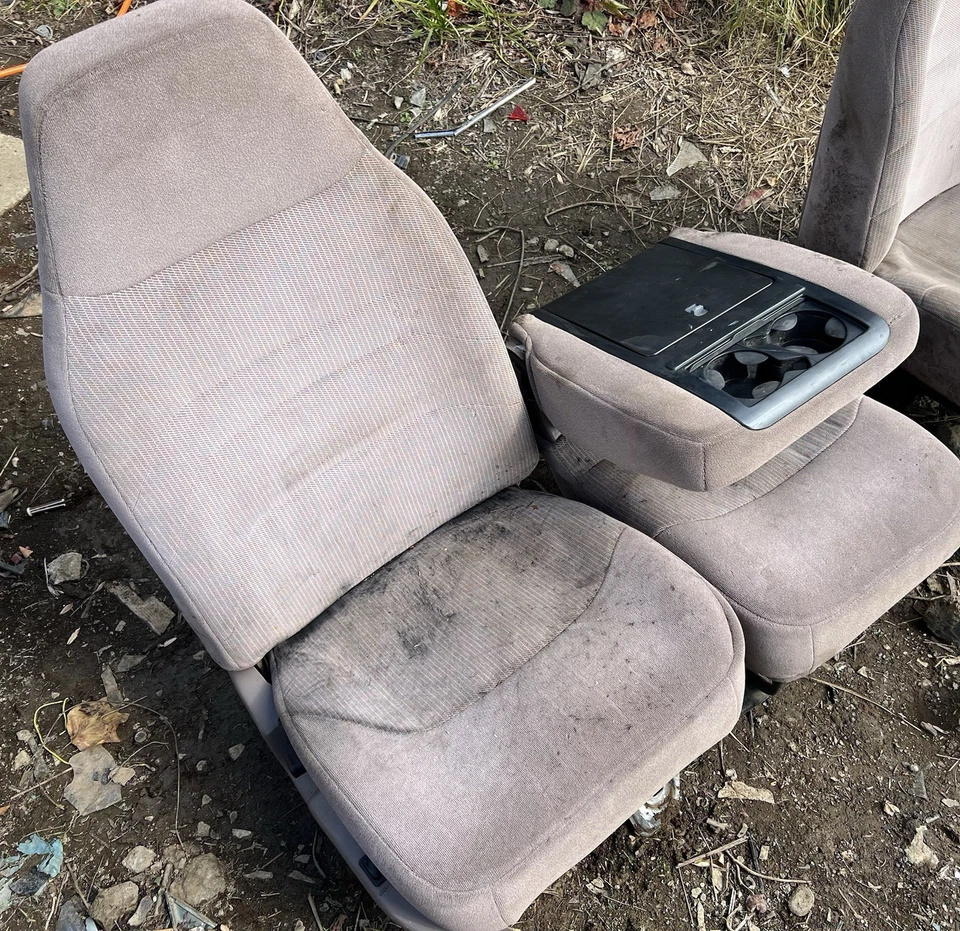 Camión Ford F-150/250/350 1992-1996 asientos con canastilla y consola bronceado necesita limpieza OEM Foto 2 de 4