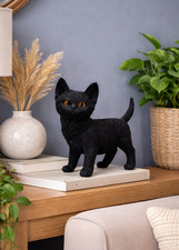 Schwarze Katze Ornament - Resin Figur - 19 cm dekorativer Wohnakzent