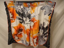 Nike Swim Sz L Mens Trunks Orange Floral Lined Shorts 100 Polyester
