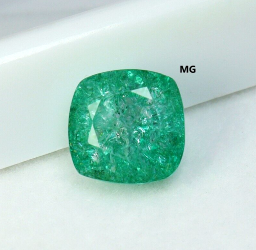 Natural Certified 5.28 Ct Cushion Cut Colombian Green Emerald Loose Gemstone