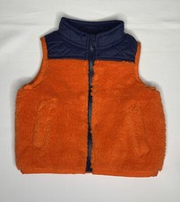 Janie and Jack Baby Boys Orange Blue Sherpa Vest Size 6-12 Months New