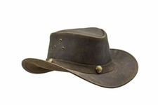 Men and Women Brown Genuine Leather Cowboy Western Hat