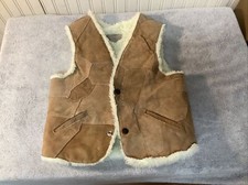 Vintage Kids Genuine Leather Sherpa Lined Vest Used Great Shape Unbranded