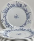 Vintage Arcopal France Milk-Glass Dinner Plates. Gleenwood  Blue Floral 5/pc