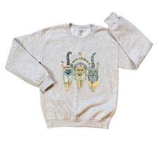 Vintage 90s Three Native Kitty Cat Crewneck Sweatshirt