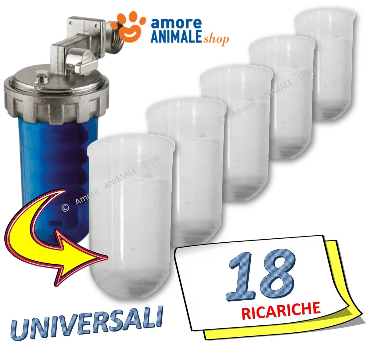 Polifosfati Per Caldaia Ricarica - 6 Cartucce Universali Per Dosatori Caldaia - Filtro Anticalcare Caldaia A Lunga Durata - Made In Italy