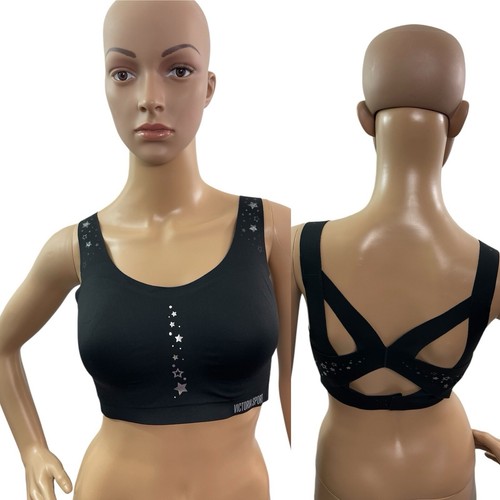 Victoria Secret Sport Damen-Sport-BH Größe 32DD schwarz Sterne Angle Max