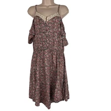 Xhilaration Dress Women's Large Cold Shoulder Short Sleeve Floral Sundress