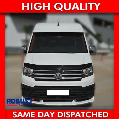 ROBUST CAR PARTS FOR VW CRAFTER BONNET WIND STONE DEFLECTOR PROTECTOR GLOSS BLACK (2017 ONWARDS)
