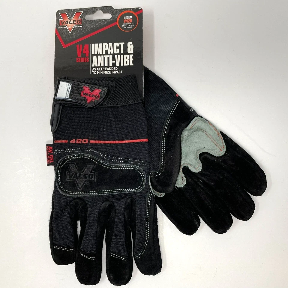 Guantes mecánicos Valeo, VI4869ME de cuero de vaca dividido negro - M Foto 3 de 4