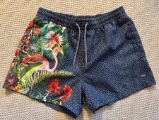 NEW Zara Home Beach Collection Men trunk Flamingo flowers swimwear M
