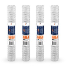 4 Pack of 1 m Wound String Sediment Water Filter Cartridges 20"x2.5" By Aquaboon
