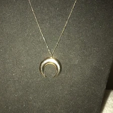 Gold Tone Crescent Moon Necklace, Moon Pendant, 30” Chain With 3.25” Extension