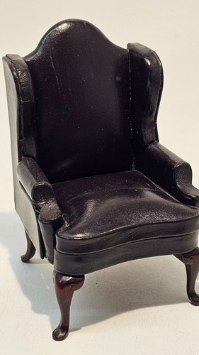 1/12th Scale Doll House Miniature, Faux Leather, Armchair, ME46 - Picture 2 of 2