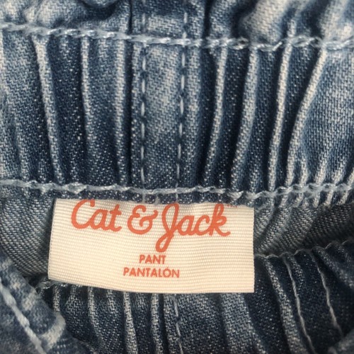 Cat & Jack Girls Size L 10/12 Blue Paper Bag Waist Belted Lightweight Jeans - Picture 2 of 3