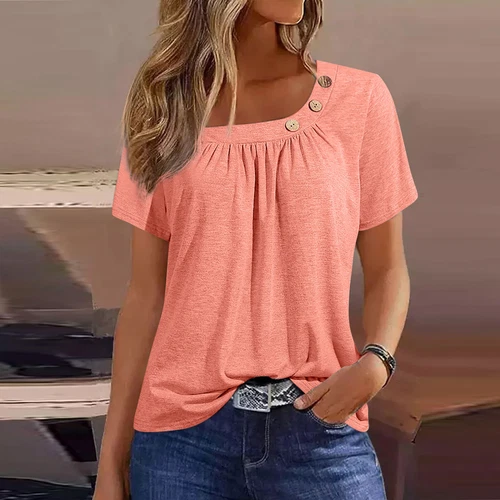 Damen T-Shirts Kurzarm Mode T-Shirts Tops Freizeit Sommer Outfits Kleidung - Bild 12 von 16