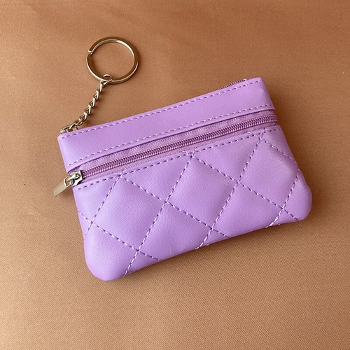 Women's PU Leather 2 Zipper Pockets Key Ring Coin Purse Card Cash Holder Wallet - Photo 15/22