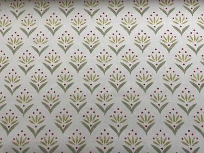 FRANK THOMAS INTERIORS Alice Sprig Blumenmuster Baumwolle Stoff grün ockerrot weiß Vorhang Blind Polsterung
