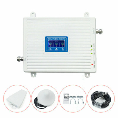 Tri-Band Mobile Phone Signal Booster Repeater GSM DCS 2G/3G/4G LTE w/ Antenna US