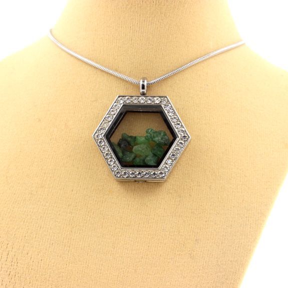 Collier Grenat Tsavorite vert d'exception et structure Hexagone - 3