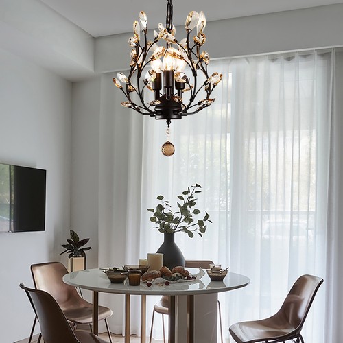 Modern Crystal Chandelier Hanging Lamp Pendant Ceiling Light Dining Room Fixture - Picture 8 of 13