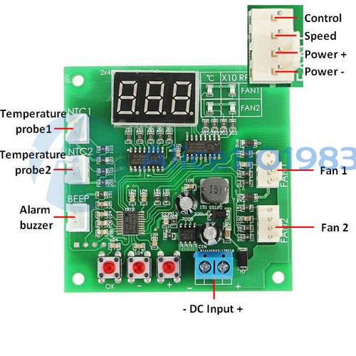 Heat Dissipation PWM 4 Wire Fan Temperature 2-Way Speed Controller Board Module - Picture 7 of 11