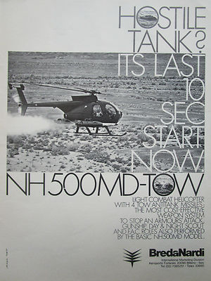4/1978 PUB BREDA NARDI MILANO NH-500MD ABSCHLEPPRAKETE HELIKOPTER ORIGINAL ANZEIGE
