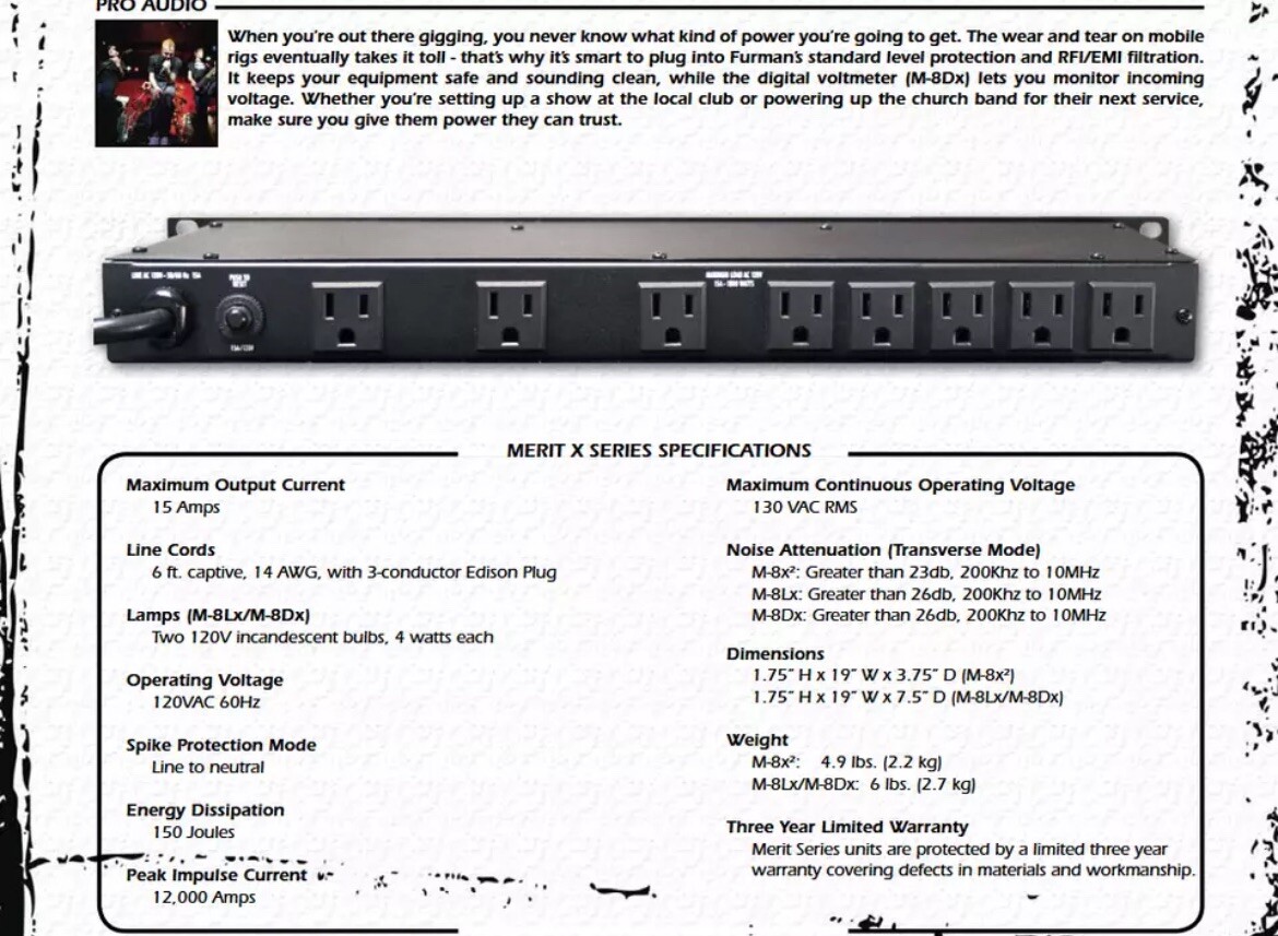 Furman M8X2 8 Outlet Power Conditioner and Surge Protector