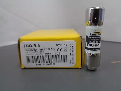 10x Bussmann FNQ-R-5 5A 600V Time-Delay Fuses – Ind_Supply_USA, Fast Shipping