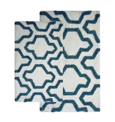 2 Piece Bath Rug Set, 100% Soft Cotton, Size 24x17 Inch and 34x21 Inch, Latex...