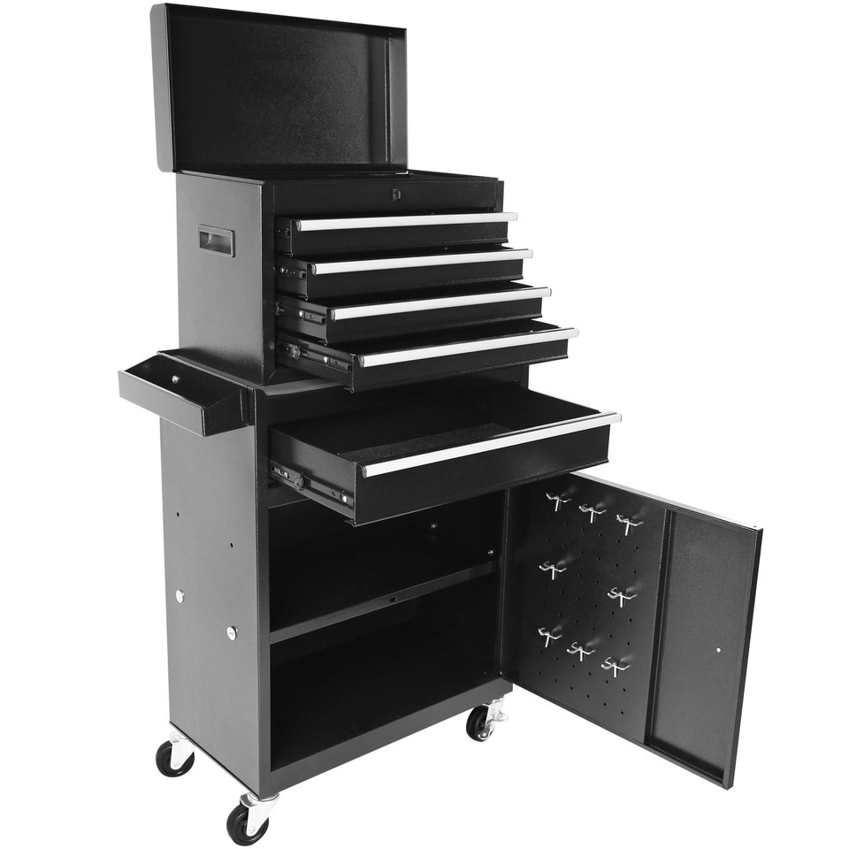 Rolling Tool Chest Organizer 5 Drawer Storage Adjustable Shelf