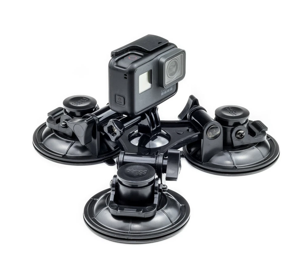 Triple Suction Cup Car Mount For GoPro Lit Hero 13 12 Max2 DJI OSMO Action Cam - Image 2 of 4