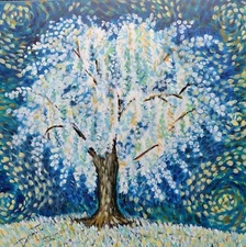 Winter willow acrylic on canvas 20x20  original 