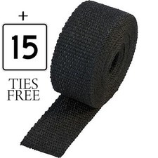 30 Meter Heat Rap+ 15 FREE TIES Exhaust Manifold Header Downpipe Black  RAP TAPE
