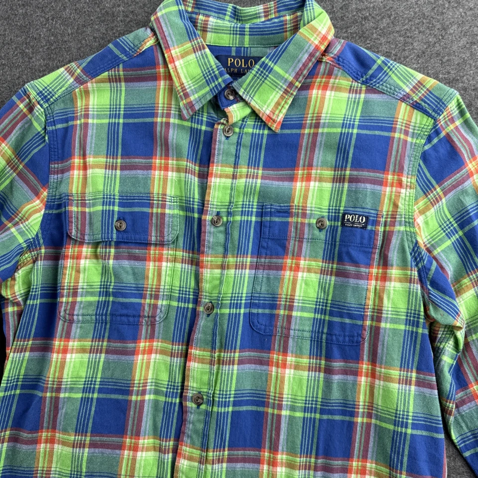 Polo Ralph Lauren Big Boys Classic Plaid Flannel Shirt Size L(14-16) Long Sleeve - Image 4 of 4