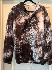 Empyre Windbreaker Jacket Mens L Black White Tie Dye Snap Up Streetwear Skater