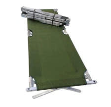 US Military Issue Compact Lightweight Foldable Aluminum Sleeping Cot Canvas