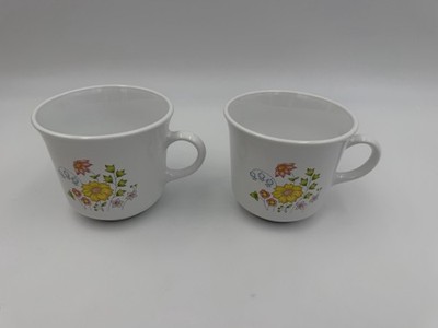 (2) Corelle Spring Meadow Flowers Coffee Tea Cup Mug Corning Ware